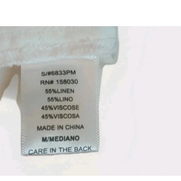 Stylish White  Linen Pants Love Tree Size Medium - Picture 8 of 10